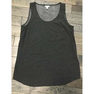 J JILL Womens Tank Top Sleeveless Shirt Size XS Black & White Pin Dot, Scoop